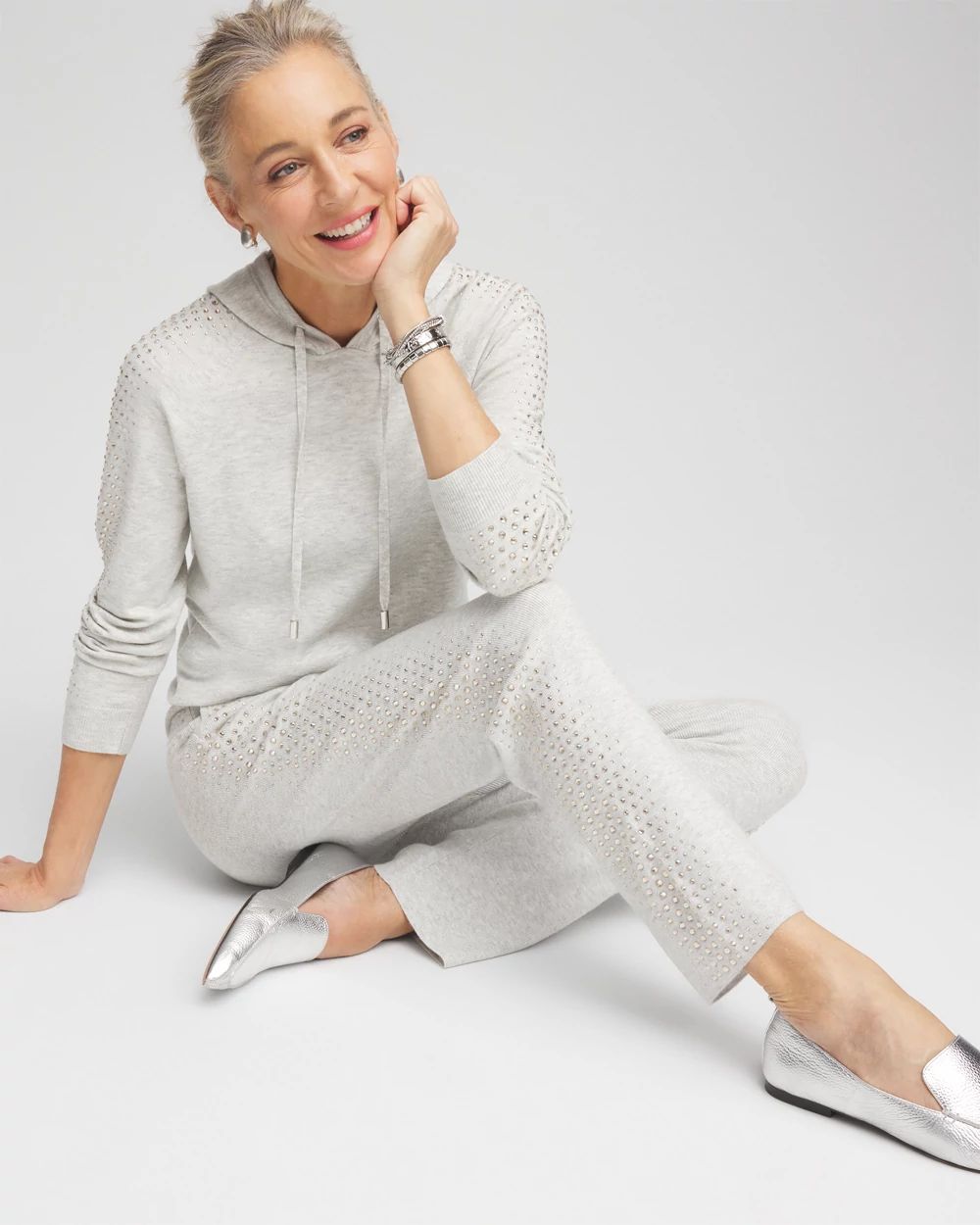【ODOR】Cris studded pants Zenergy® Luxe Cashmere Blend Rhinestone Ankle Pants | Chico's